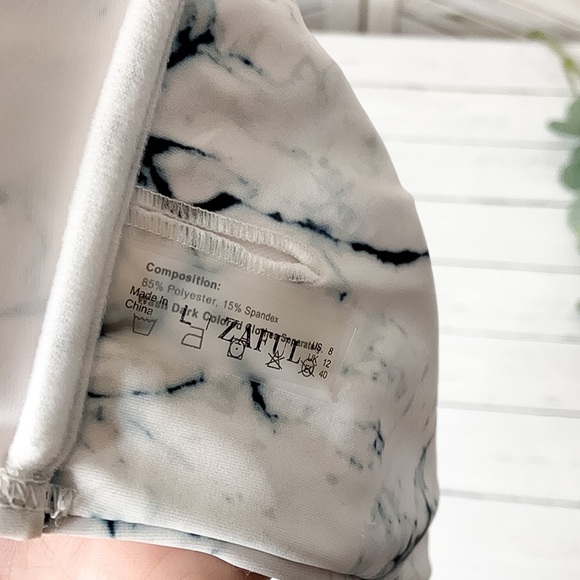 ZAFUL | Marble Print High Waisted Bandeau Bikini - Picture 7 of 7